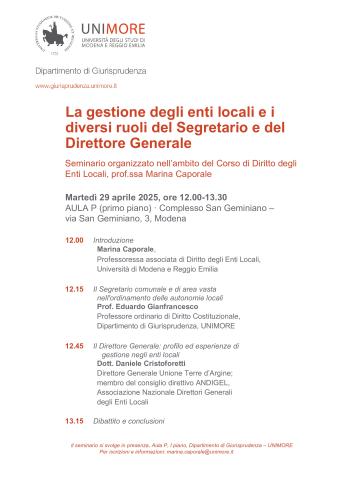 Martedì 29 aprile alle ore 12:00 presso l'Aula P